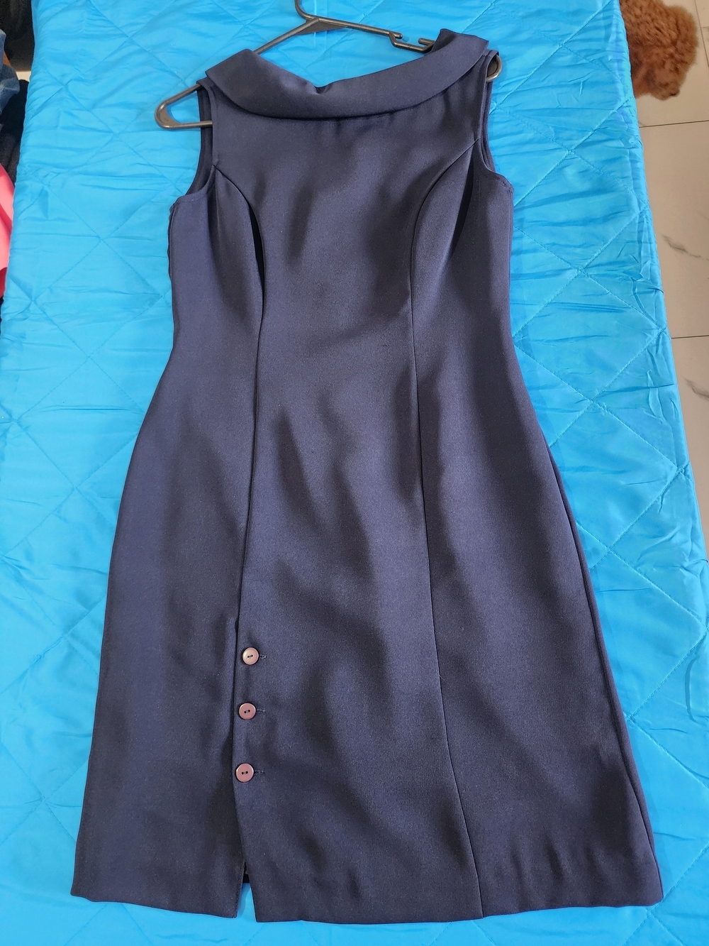 Newport News Navy Sleeveless Midi Sheath Dress